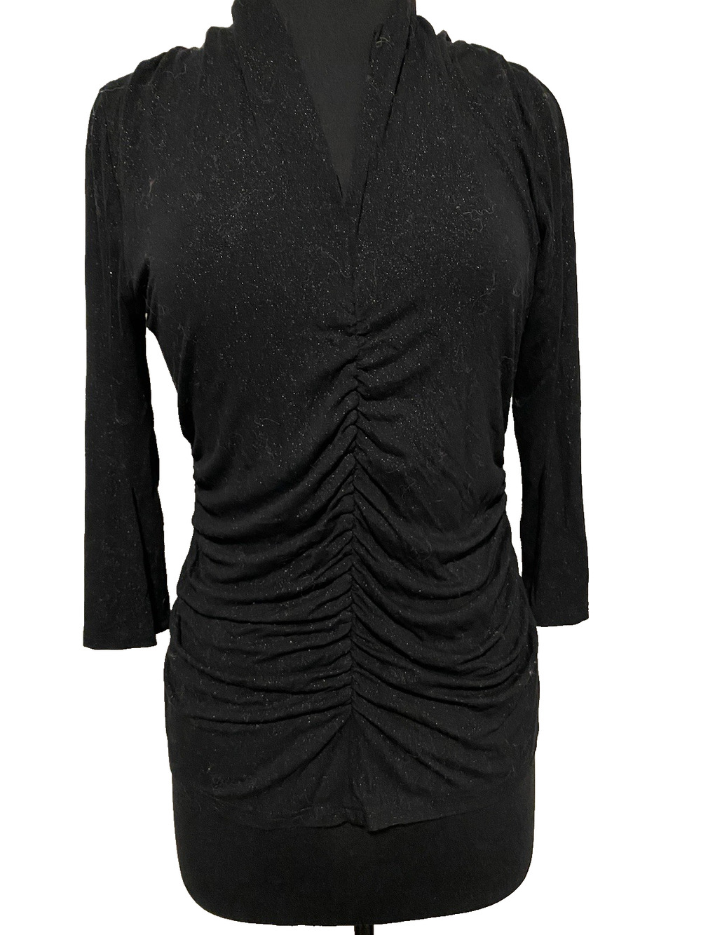 Rafaella Womens Knit Black Sparkle Top Size Medium Whimsigoth Dark Fairy Office